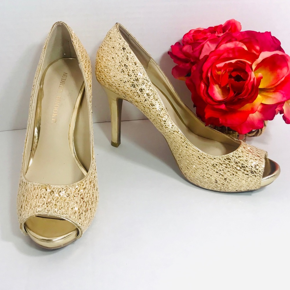 AUDREY BROOKE HEELS GOLD GLITTER